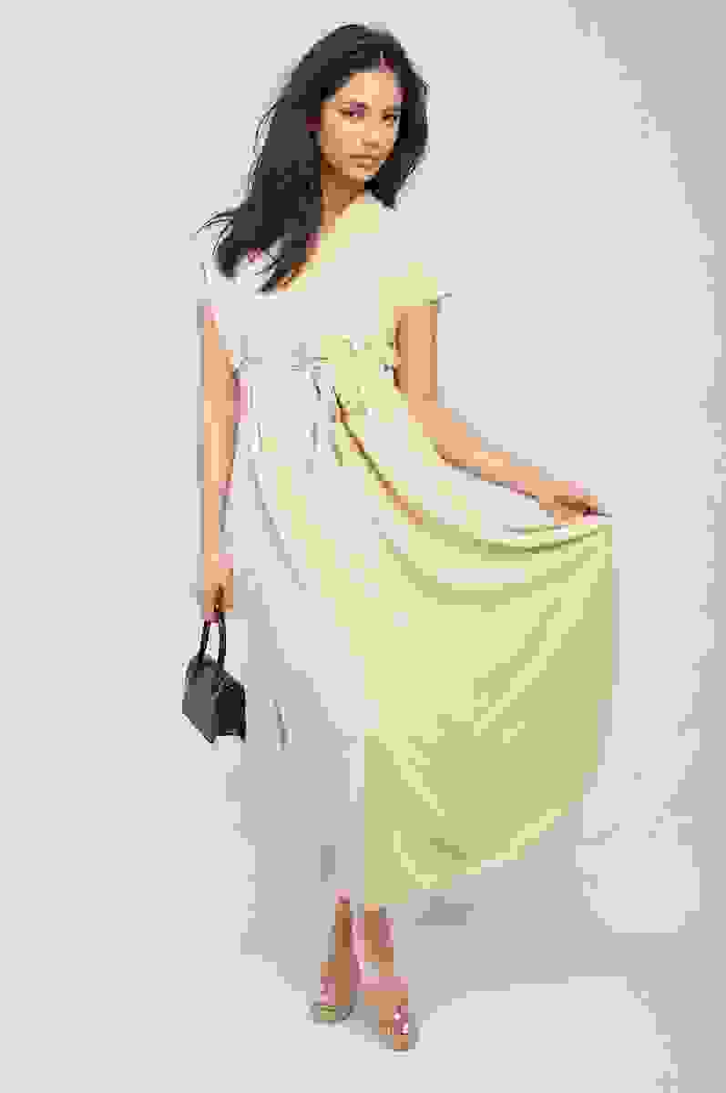 Wrap Tie Waist Short Sleeve Midi Dress – Beige ML
