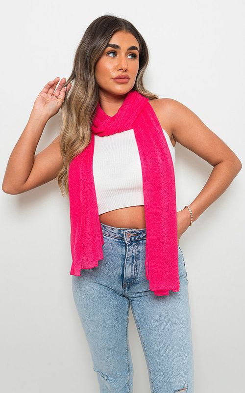 Shiny Glitter Summer Silk Wrap Scarf – Fuschia SZE