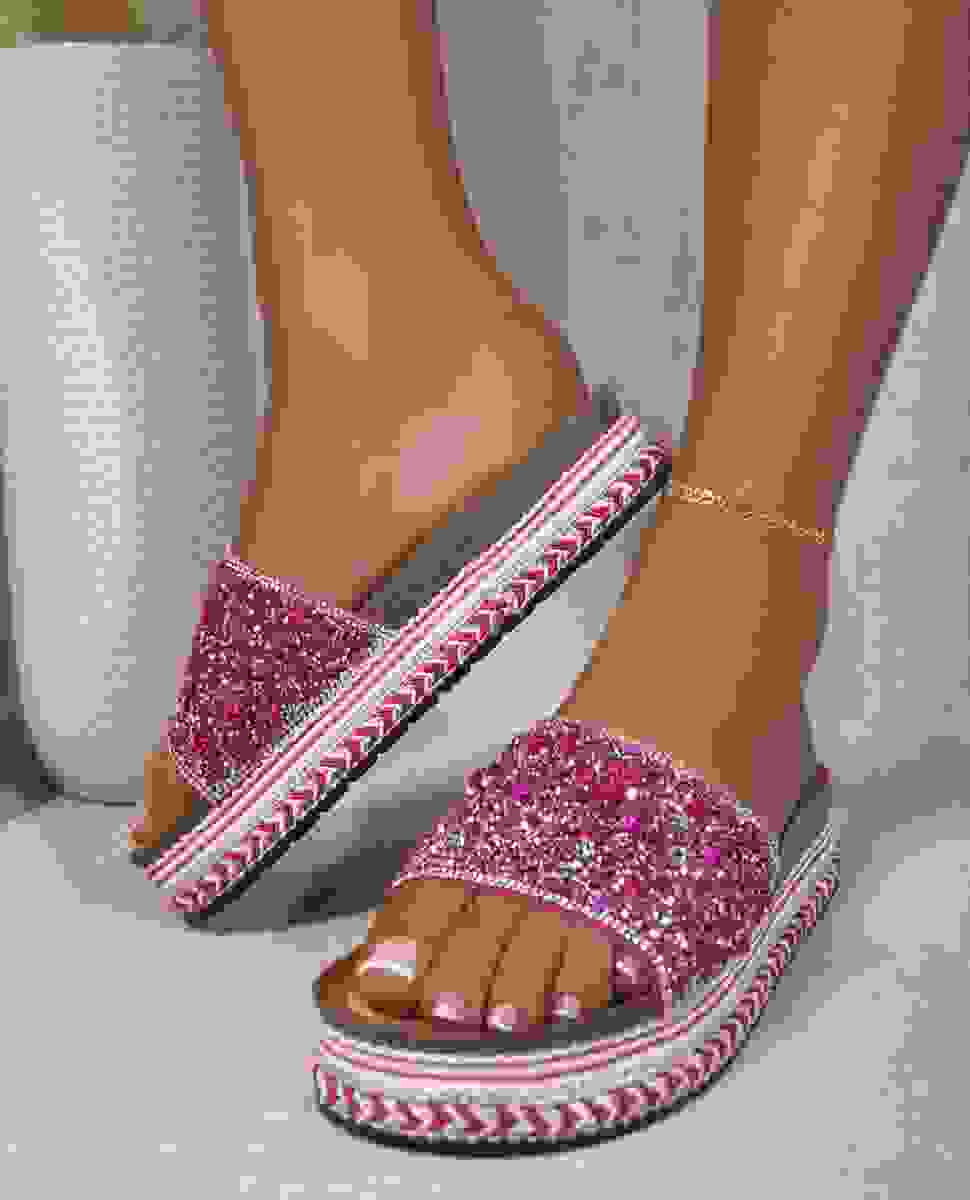 Chunky Embellished Stone Platform Sandals Chunky Embellished Stone Platform Sandals