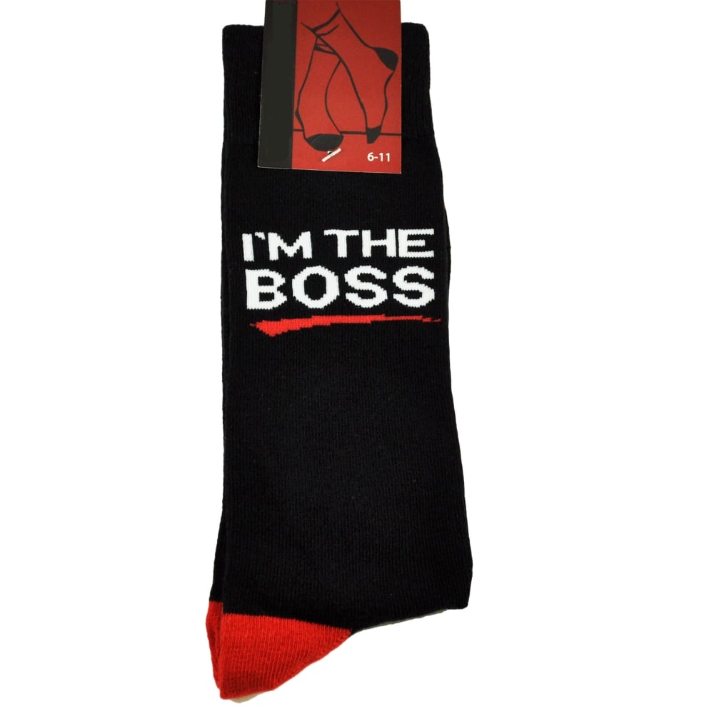 "I'm The Boss" Black & Red Novelty Socks