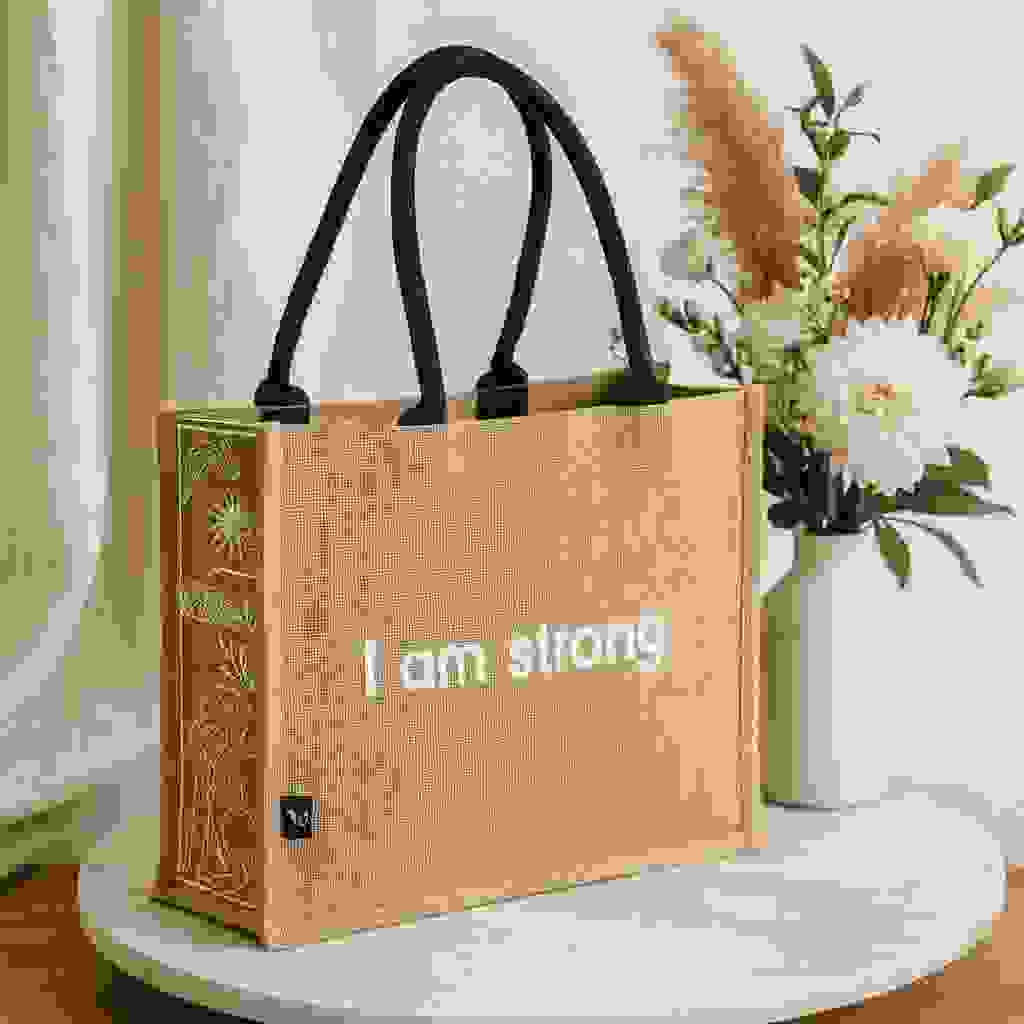 Jute Tote Bag Large Lion Design Jute Tote Bag Large Lion Design