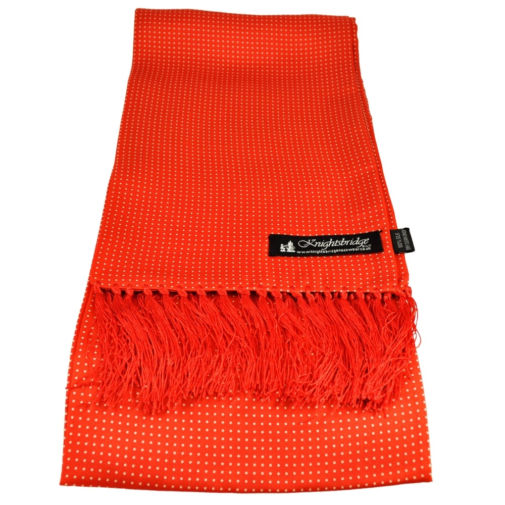 Knightsbridge Red & White Polka Dot Men's Aviator Silk Scarf Knightsbridge Red & White Polka Dot Men's Aviator Silk Scarf