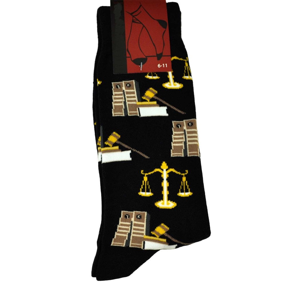 Lawyer Scales of Justice & Gavel Black Men's Novelty Socks