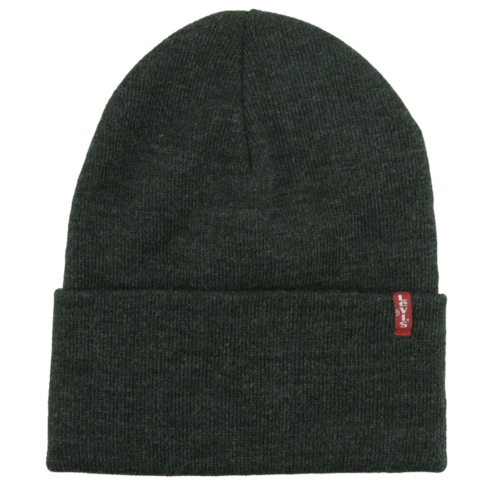 Levi's Dark Grey Slouchy Red Tab Beanie Hat