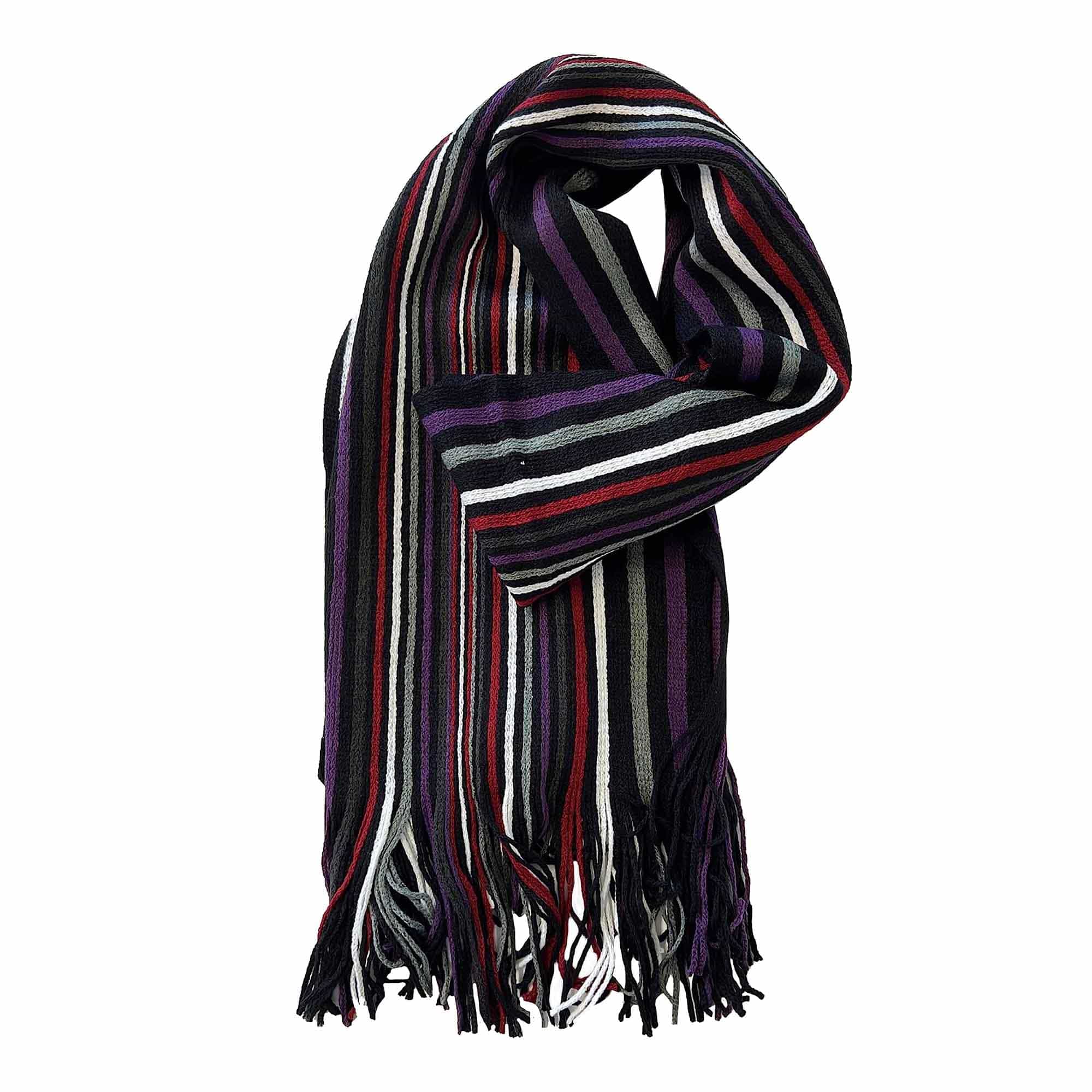 Luxury Men’s Woven Stripe Design Long Scarf Warm Soft Acrylic Winter Fashion Accessory for Formal and Casual Wear Hypoallergenic by – PURPLEMULTI Luxury Men’s Woven Stripe Design Long Scarf Warm Soft Acrylic Winter Fashion Accessory for Formal and Casual Wear Hypoallergenic by – PURPLEMULTI
