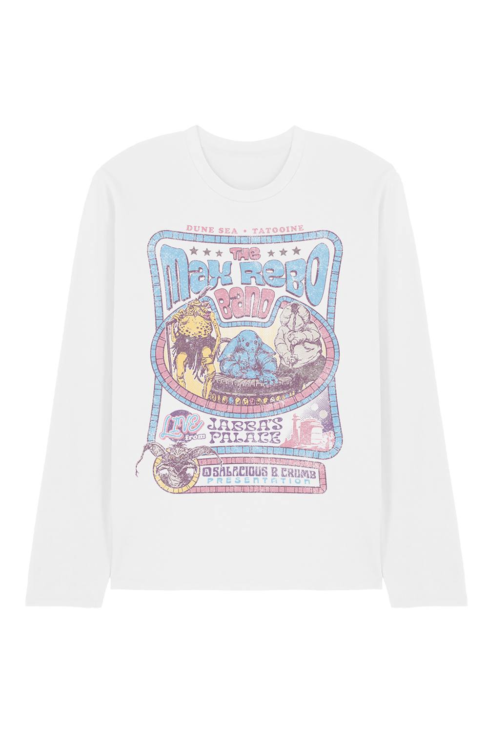 Star Wars Rotj Max Rebo Band Long Sleeve Shirt, White Star Wars Rotj Max Rebo Band Long Sleeve Shirt, White