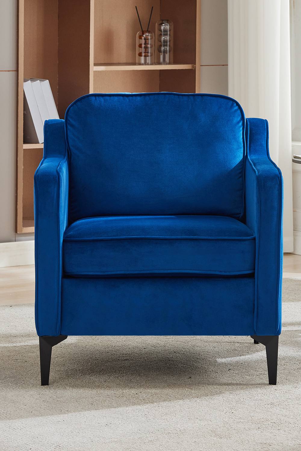 Living And Home Fleece Single Sofa Armchair In Blue Living And Home Fleece Single Sofa Armchair In Blue