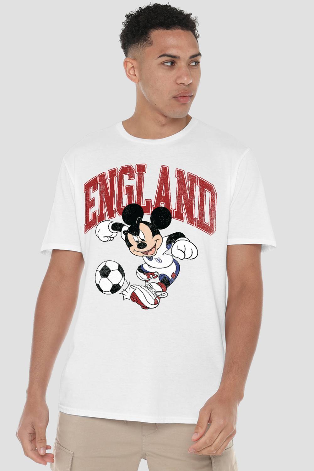 Disney Mickey Mouse England Football T Shirt, White