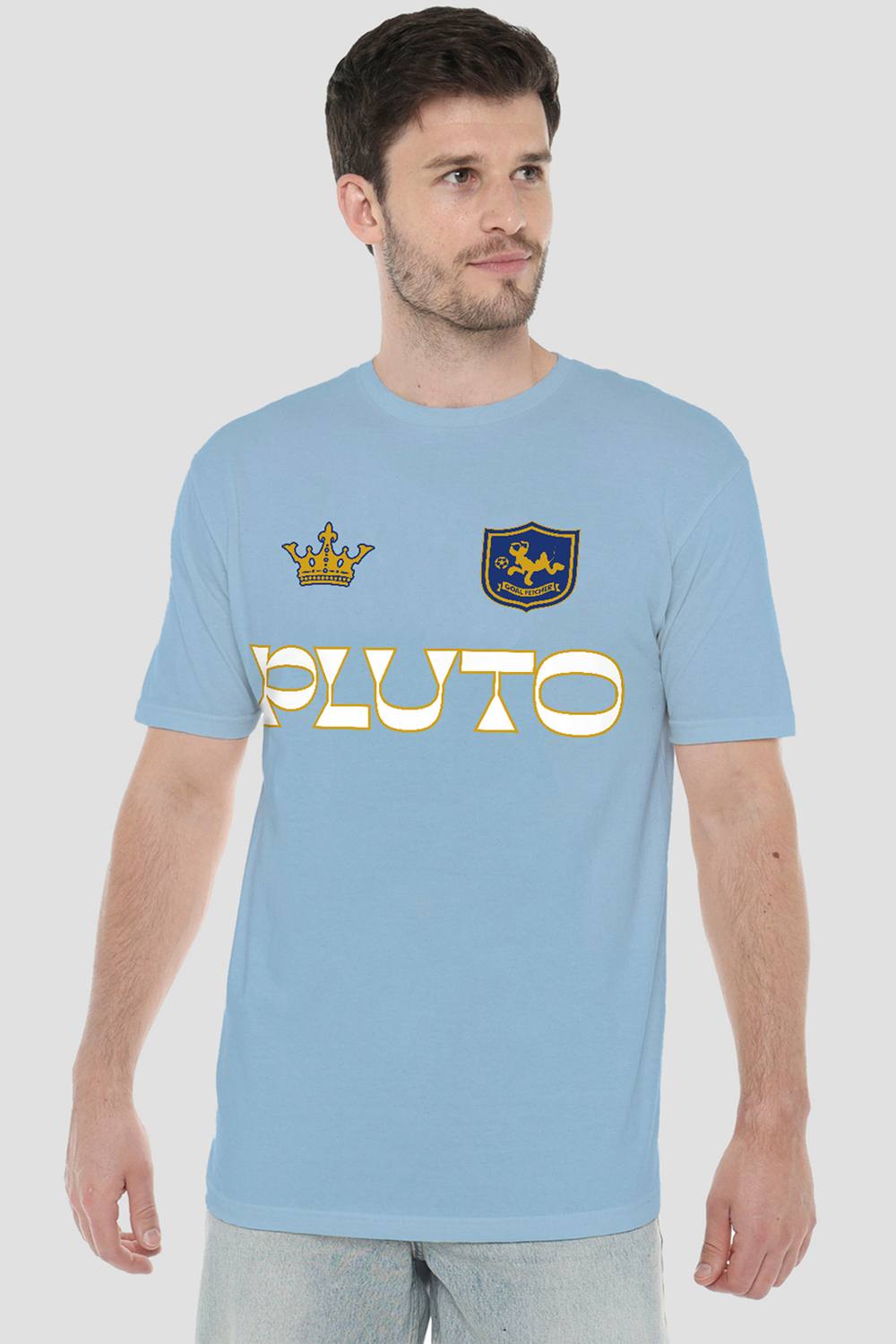 Disney Pluto Football Shirt T Shirt, Light Blue Disney Pluto Football Shirt T Shirt, Light Blue