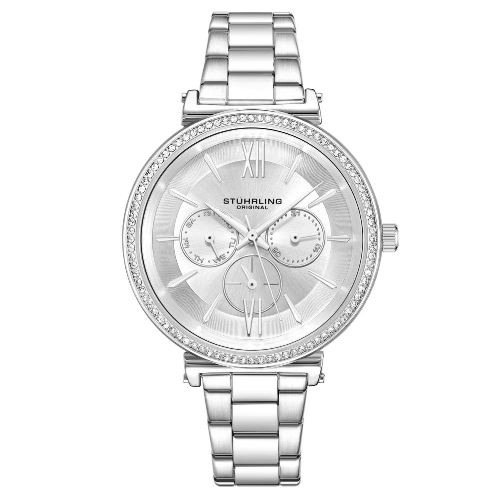 Stührling Original Aria Wrist Quartz Watch Mm Case With Stainless Steel Link Bracelet In Silver