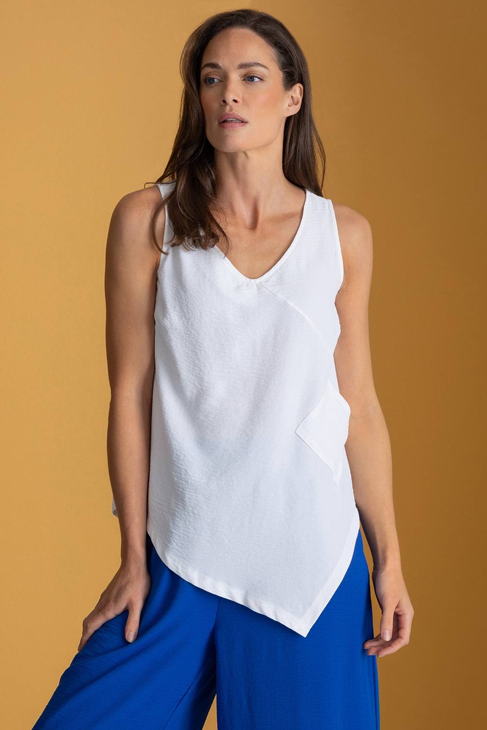 Klass. Asymmetrical Vest Top In White