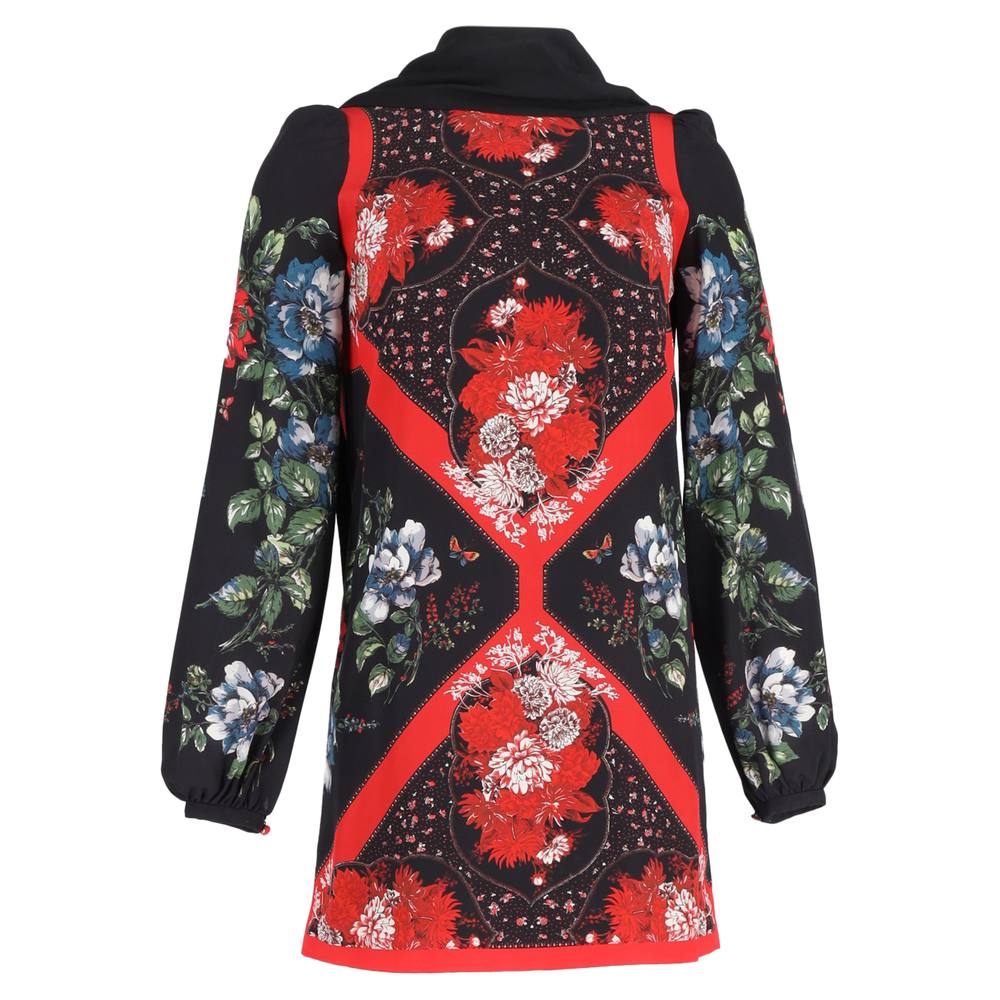 Alexander Mcqueen Preloved Printed Knitted Mini Dress With Scarf In Multicolor Silk