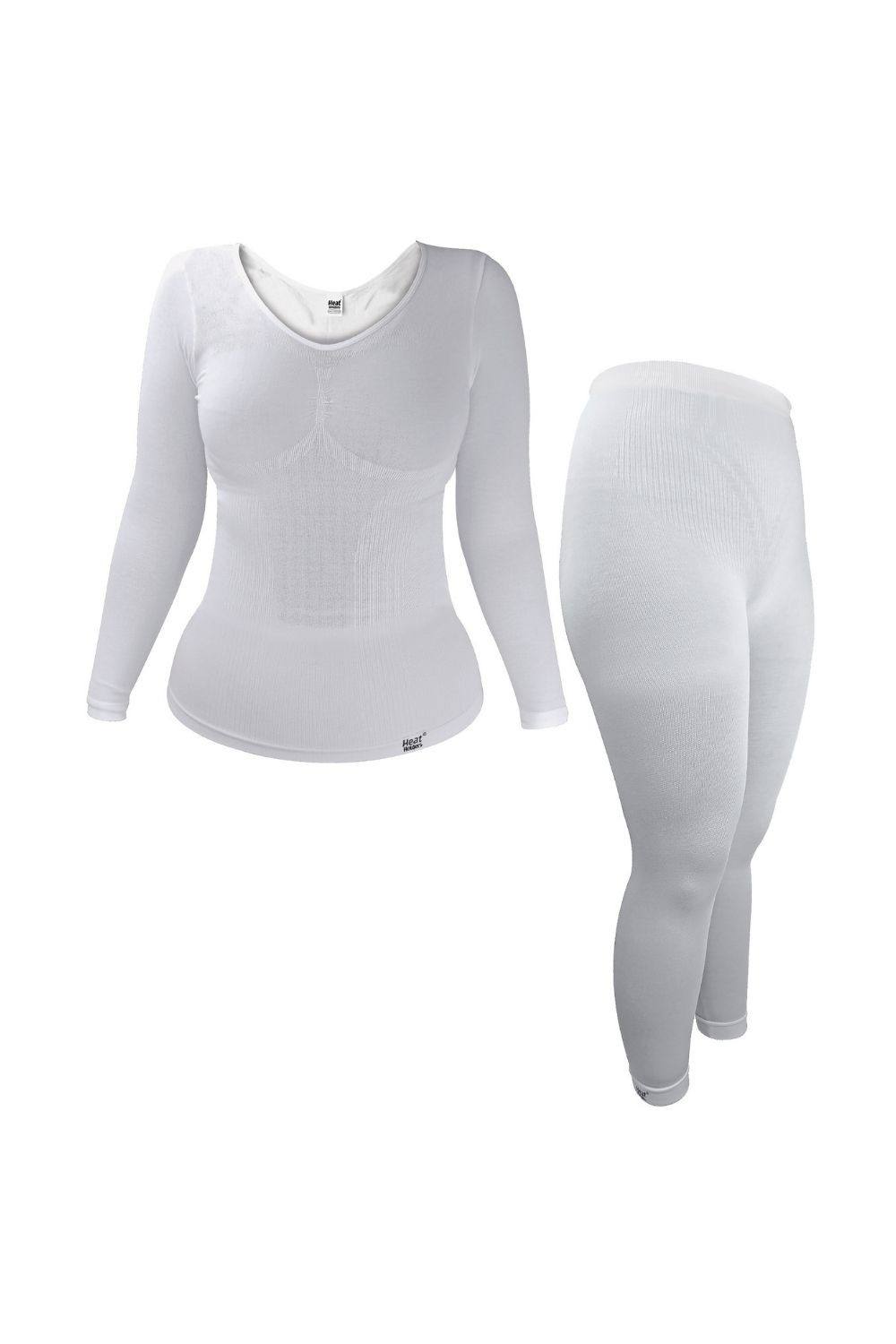 Heat Holders Cosy Thermal Underwear Set: Long Sleeve Top & Long Leggings In White Heat Holders Cosy Thermal Underwear Set: Long Sleeve Top & Long Leggings In White