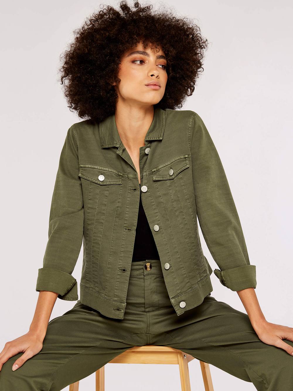 Apricot Lightweight Denim Jacket In Khaki