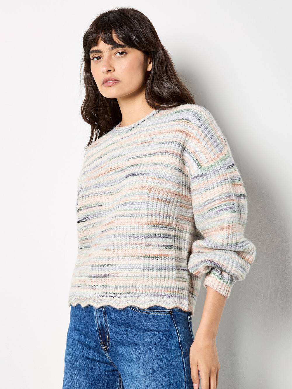 Apricot Soft Chunky Knit Space Dye Jumper In Green