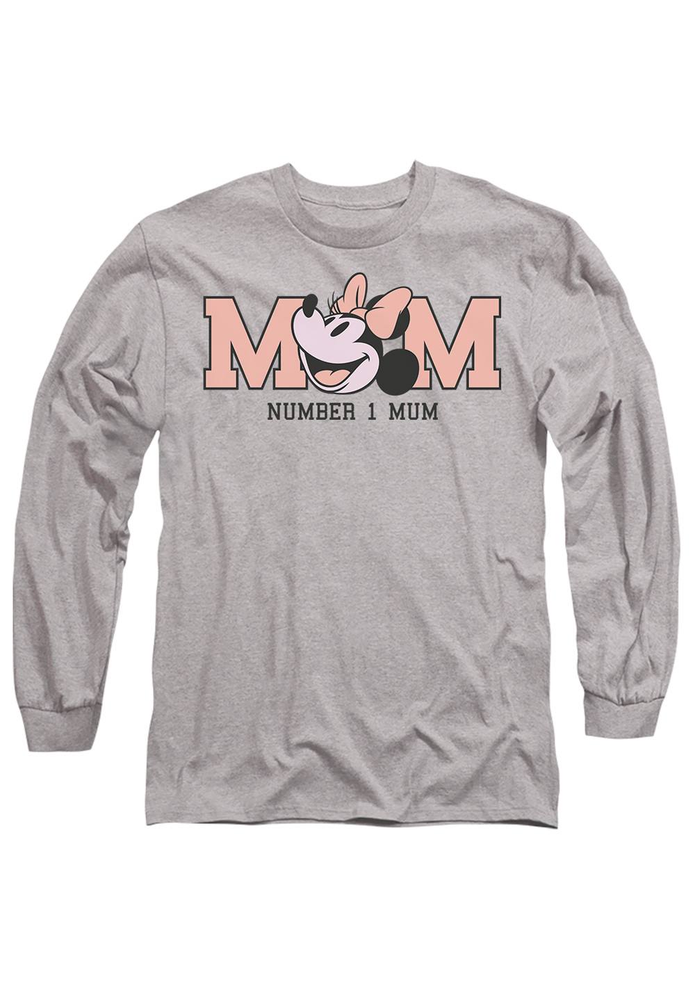 Disney Minnie Mouse Mother’s Day Number Mum Long Sleeve Shirt, Athletic Heather In Light Grey