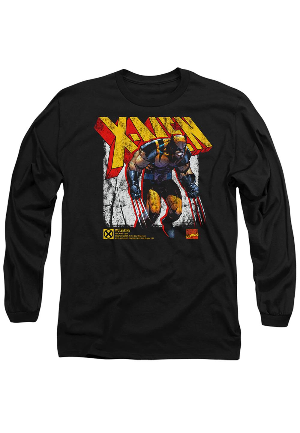 Marvel Xmen Wolverine Info Long Sleeve Shirt, Black Marvel Xmen Wolverine Info Long Sleeve Shirt, Black