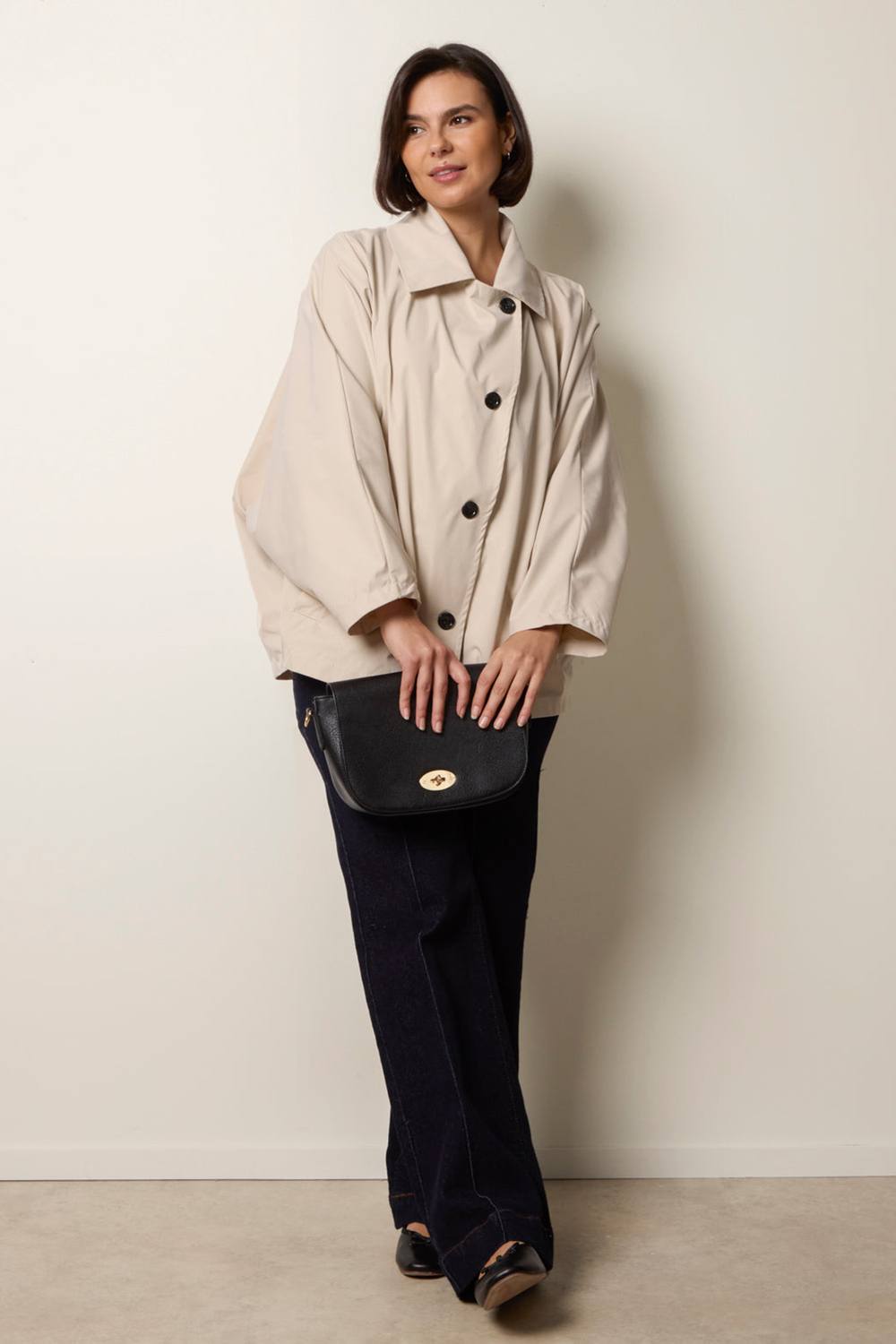 Blue Vanilla Beige Oversized Short Length Trench Coat Blue Vanilla Beige Oversized Short Length Trench Coat