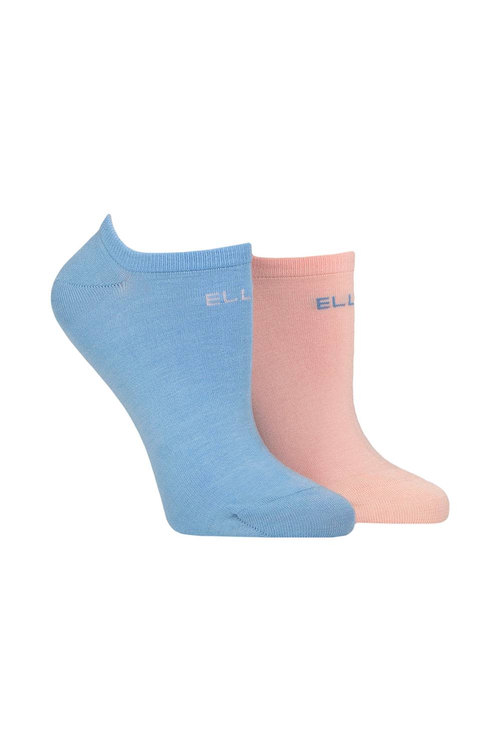 Elle Pair Plain, Patterned And Striped Bamboo No Show Socks In Rose