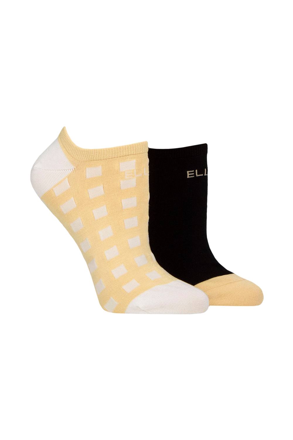 Elle Pair Plain, Patterned And Striped Bamboo No Show Socks In Pale Orange