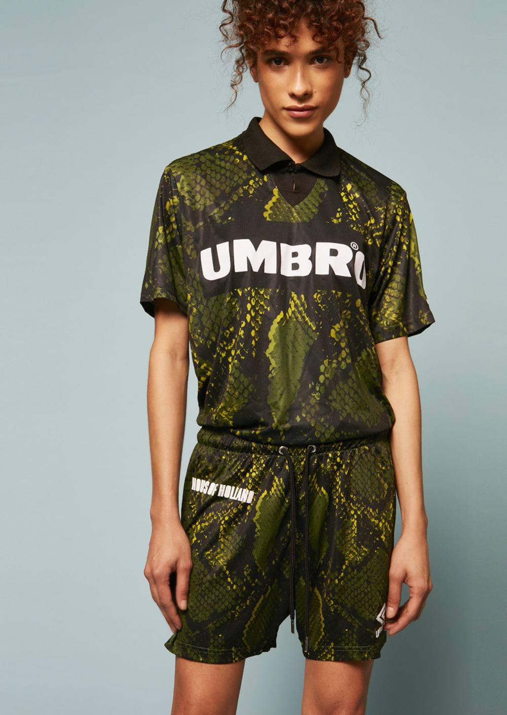 House Of Holland Umbro Snake Print Swim Shorts In Green