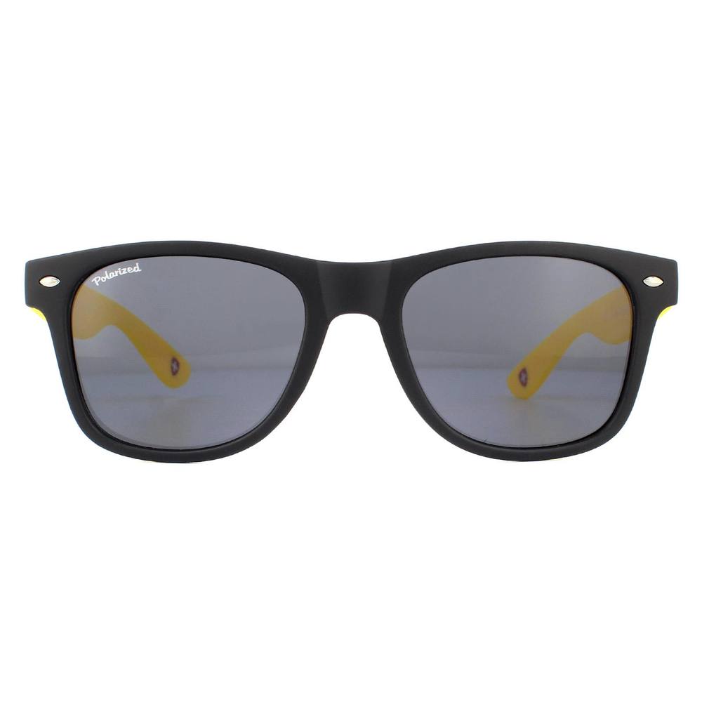 montana Unisex Rectangle Black with Yellow Rubbertouch Black Polarized Sunglasses