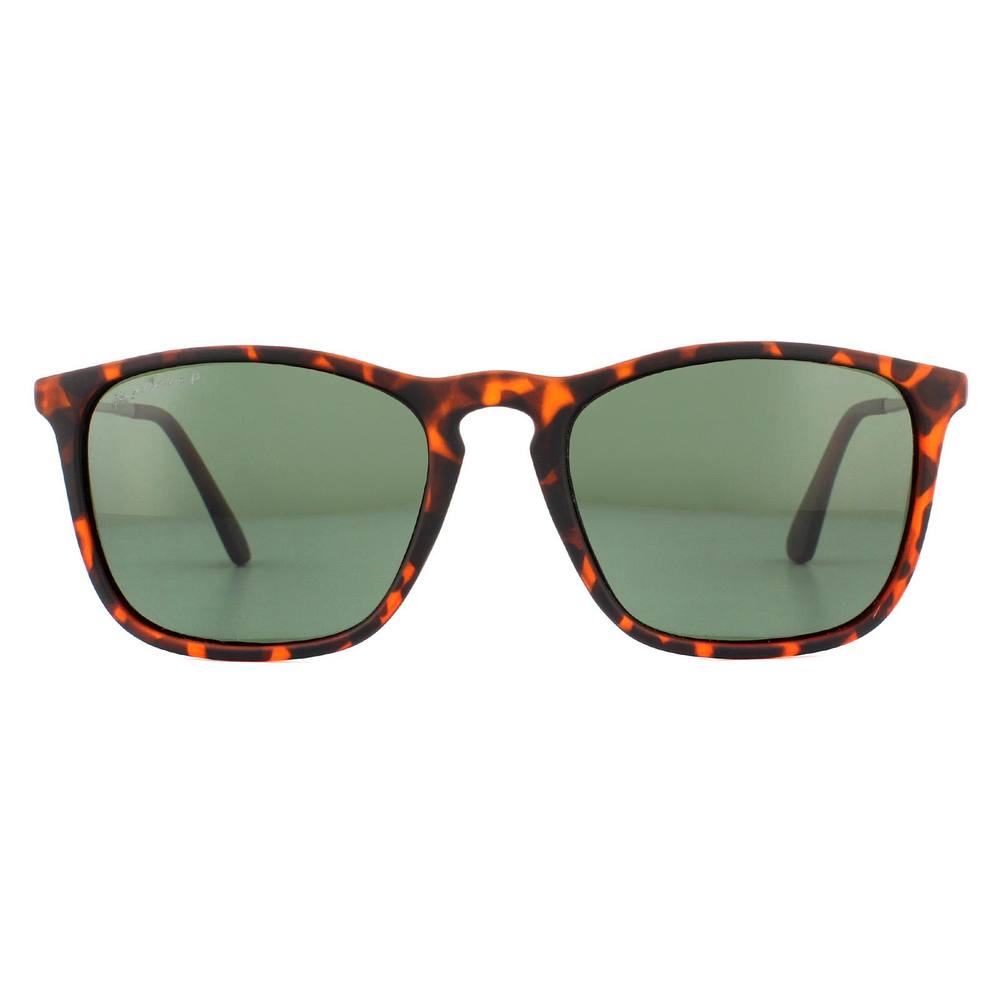 Montana Rectangle Brown Turtle Rubbertouch G Green Polarized Sunglasses