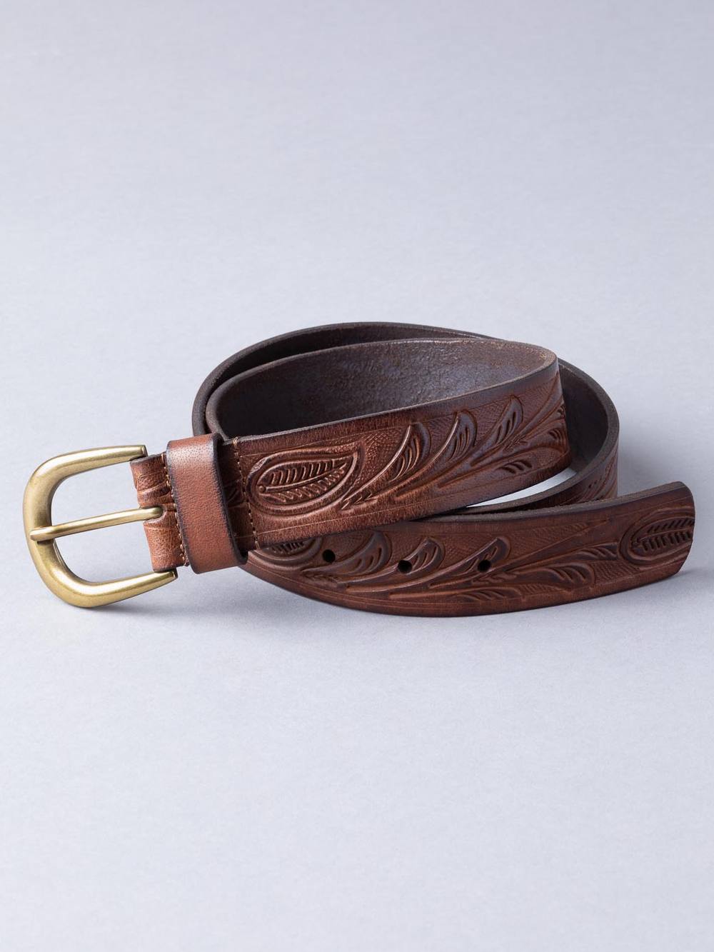 Lakeland Leather Embossed Leather Belt In Tan