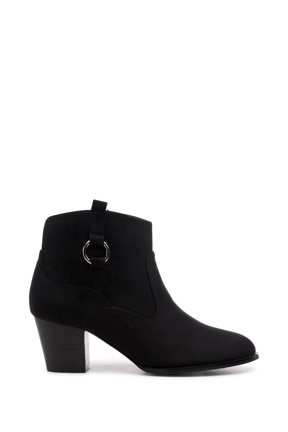 Paradox London ‘bexley’ Micro Suede Mid Block Heel Ankle Boot In Black