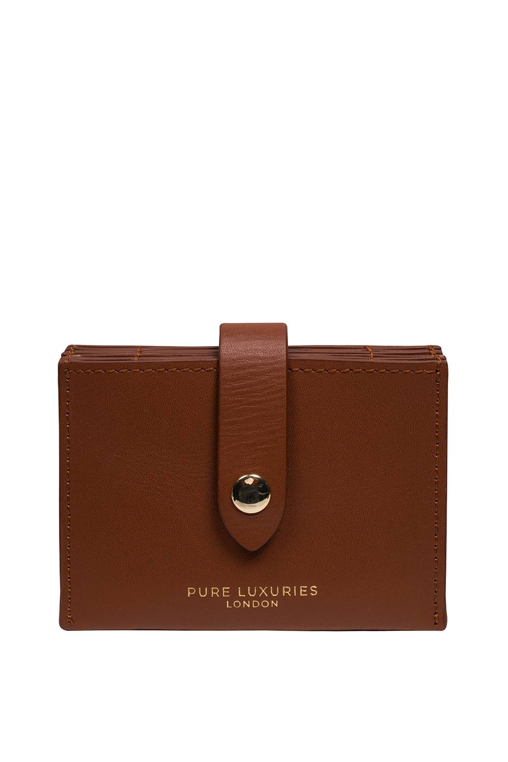 Pure Luxuries London ‘allie’ Leather Accordion Card Holder In Brown