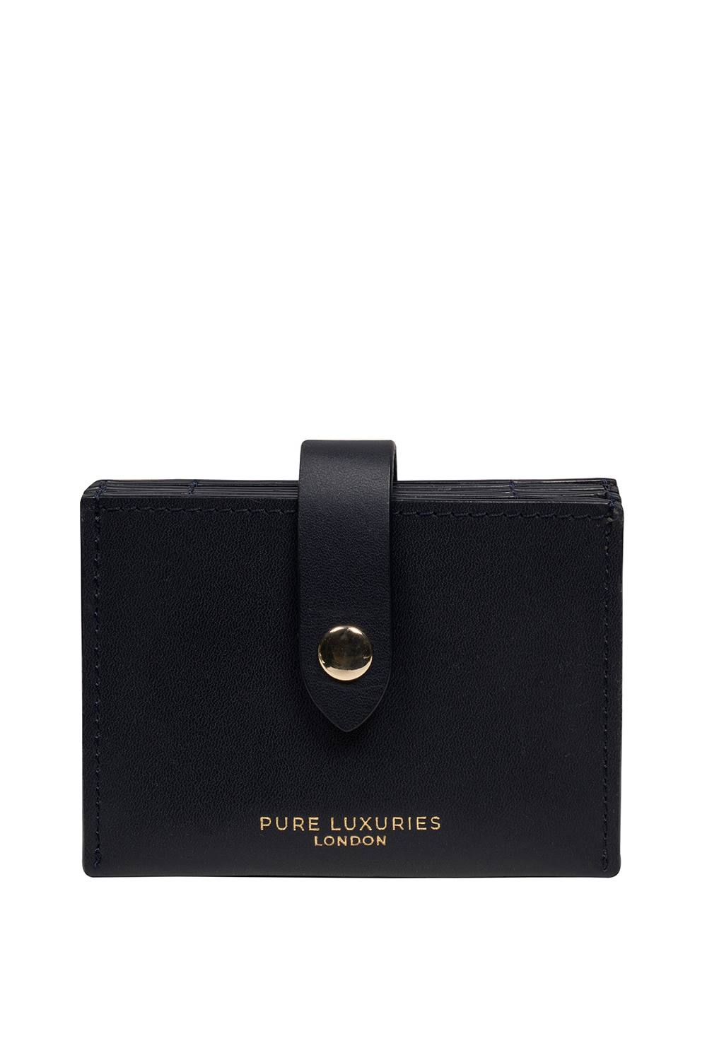 Pure Luxuries London ‘allie’ Leather Accordion Card Holder In Dark Navy Pure Luxuries London ‘allie’ Leather Accordion Card Holder In Dark Navy