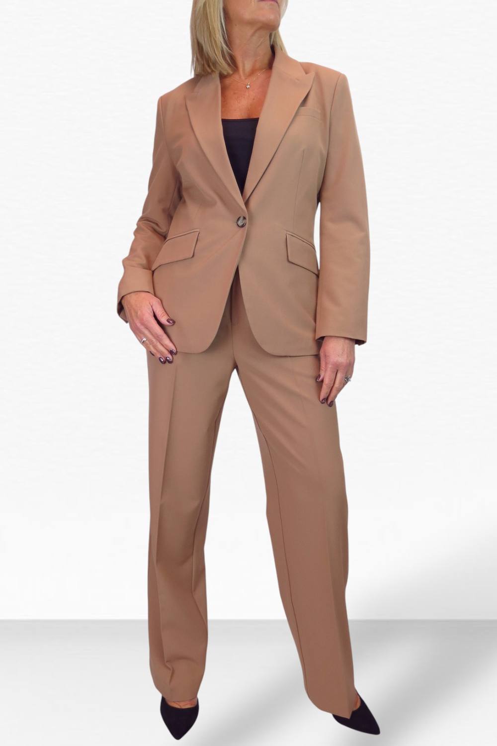 Paulo Due Piece Tailored Trouser Suit In Tan Paulo Due Piece Tailored Trouser Suit In Tan