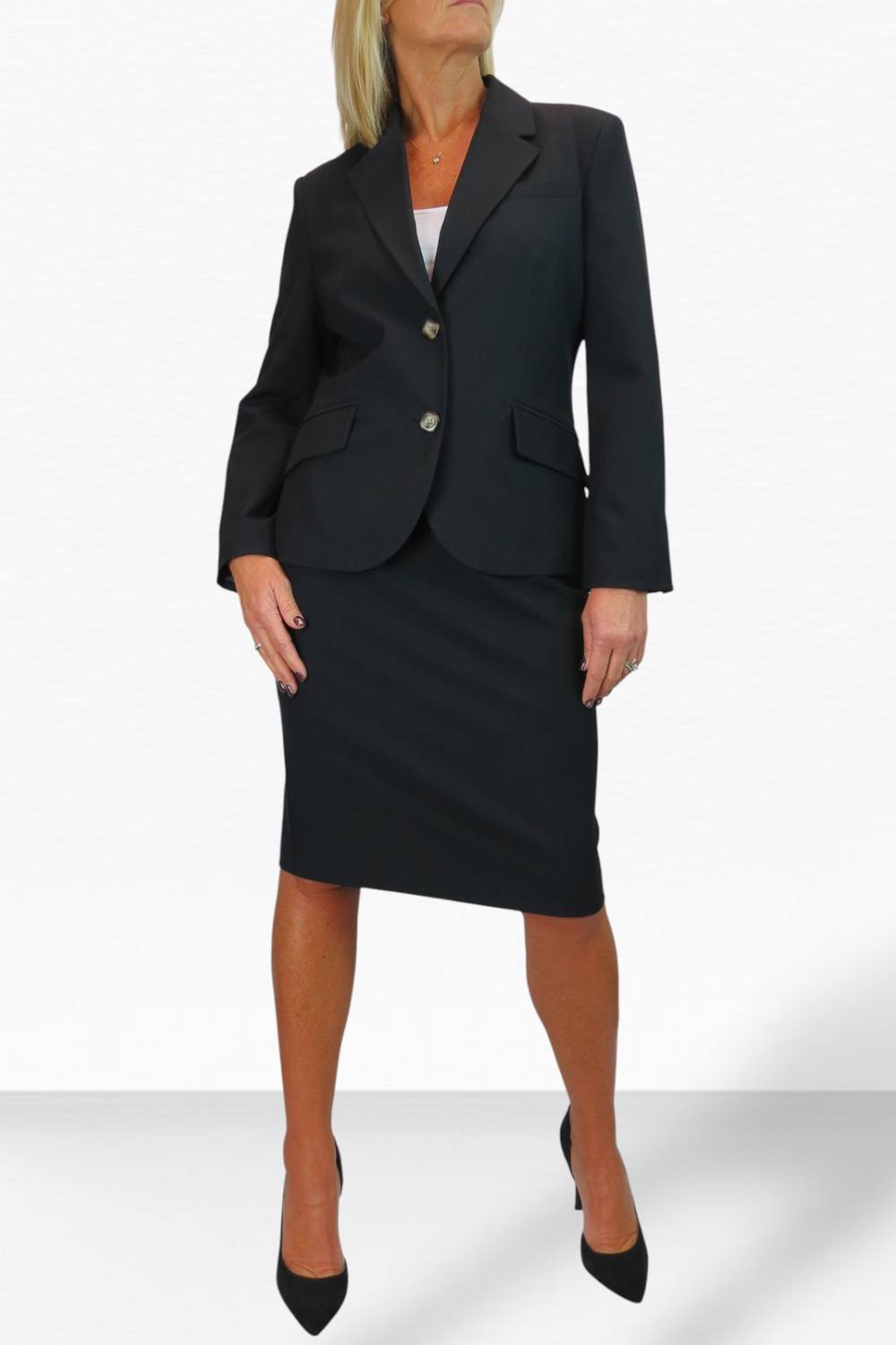 Paulo Due Piece Tailored Skirt Suit In Black Paulo Due Piece Tailored Skirt Suit In Black