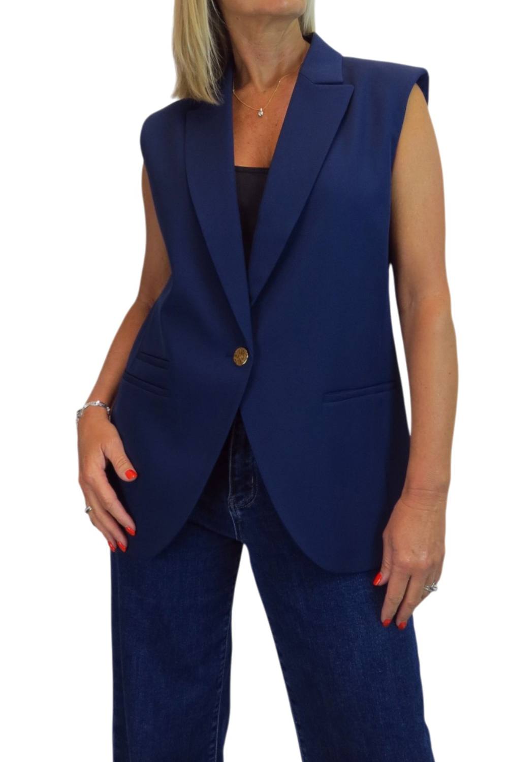 Paulo Due Sleeveless Tailored Blazer Waistcoat In Navy