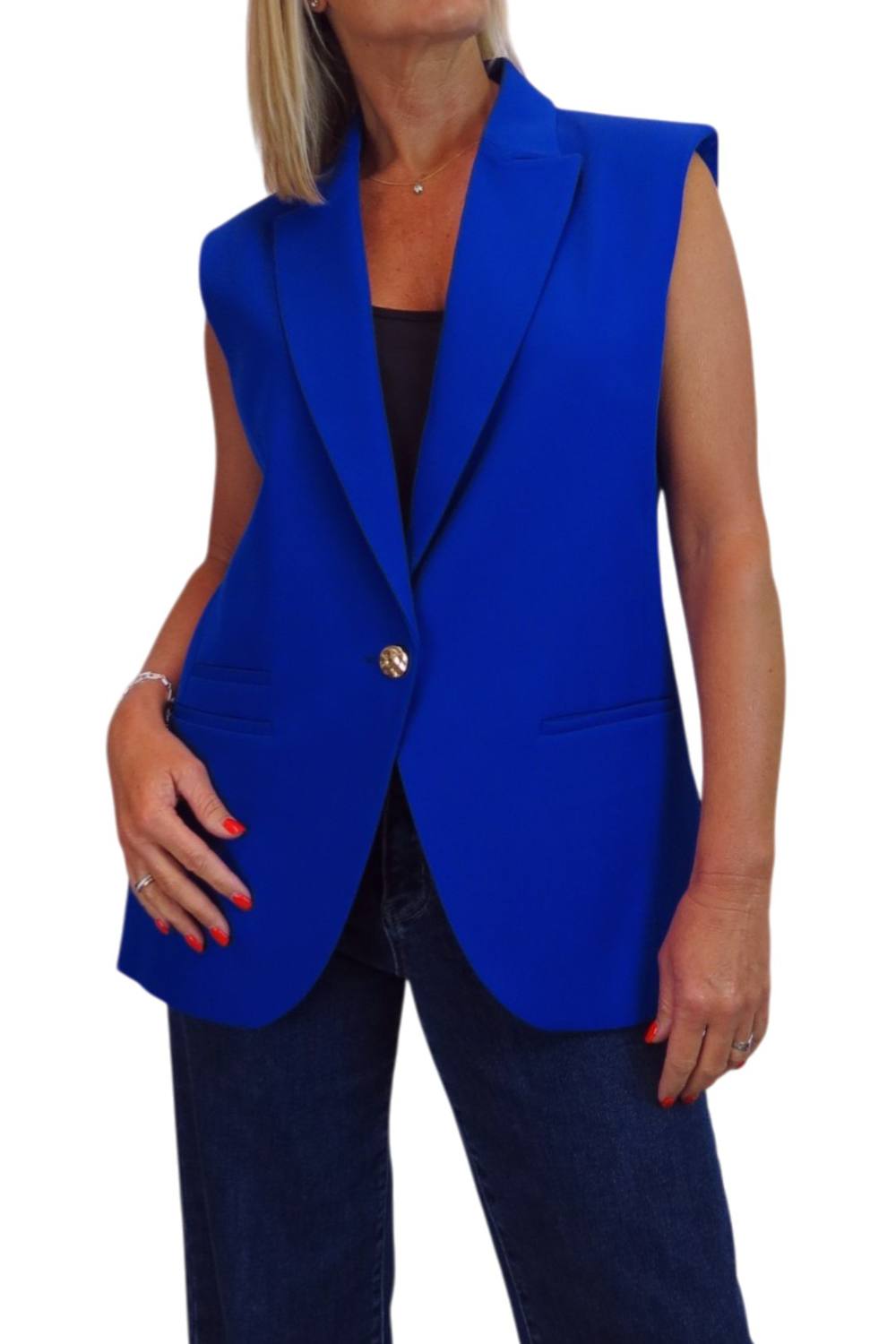 Paulo Due Sleeveless Tailored Blazer Waistcoat In Royal