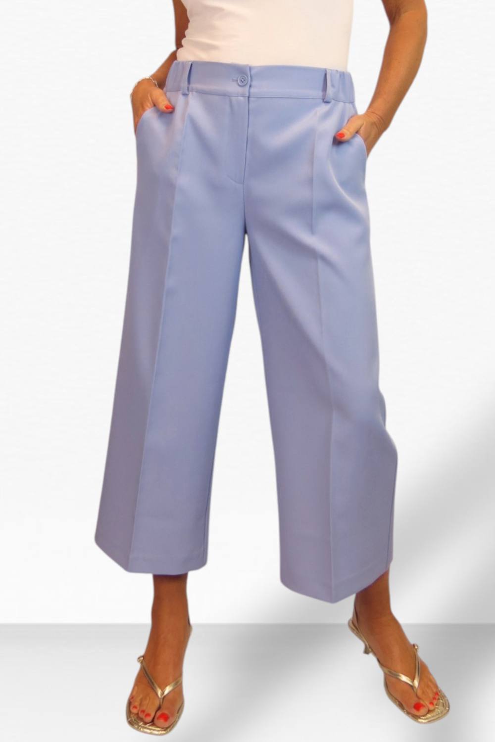 Paulo Due Wide Leg Cropped Tailored Trousers In Lilac Paulo Due Wide Leg Cropped Tailored Trousers In Lilac