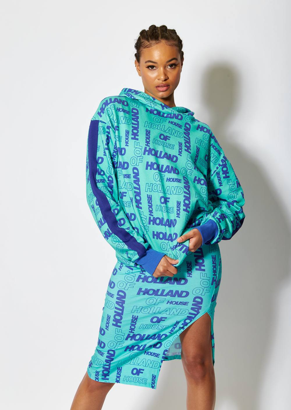 House Of Holland All Over Blue Monogram Printed Hoodie House Of Holland All Over Blue Monogram Printed Hoodie