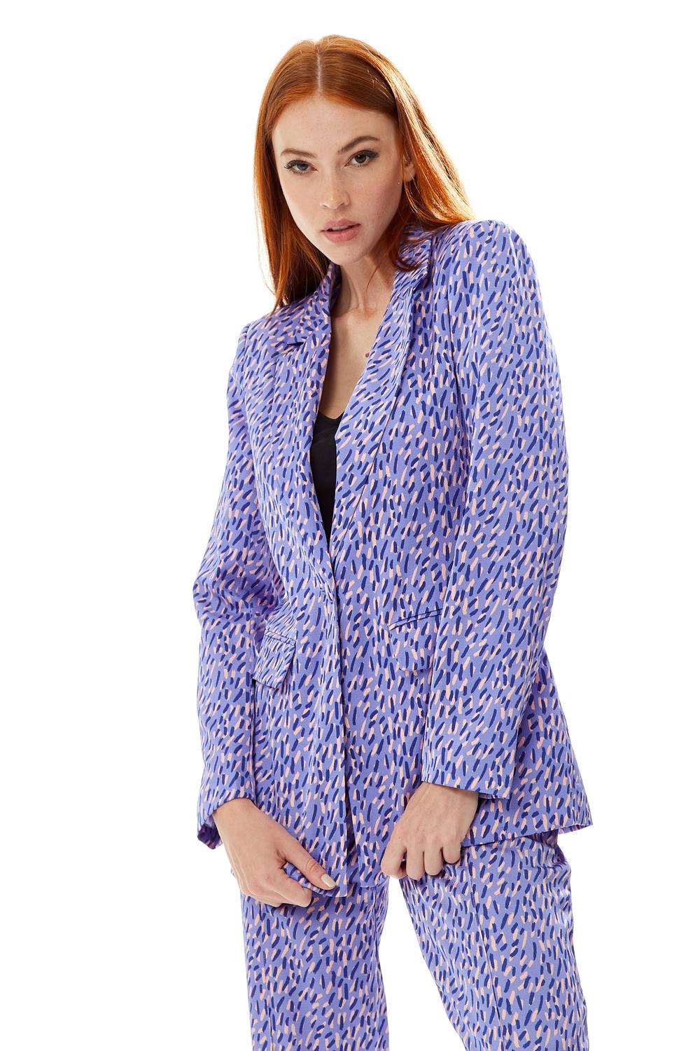 Liquorish Stroke Print Blazer In Purple Liquorish Stroke Print Blazer In Purple