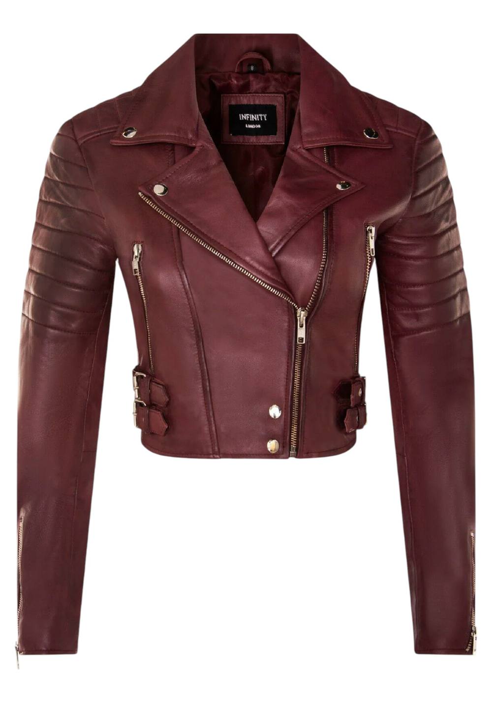 Infinity Leather Brando Cropped Leather Jacket – Longtown In Burgundy