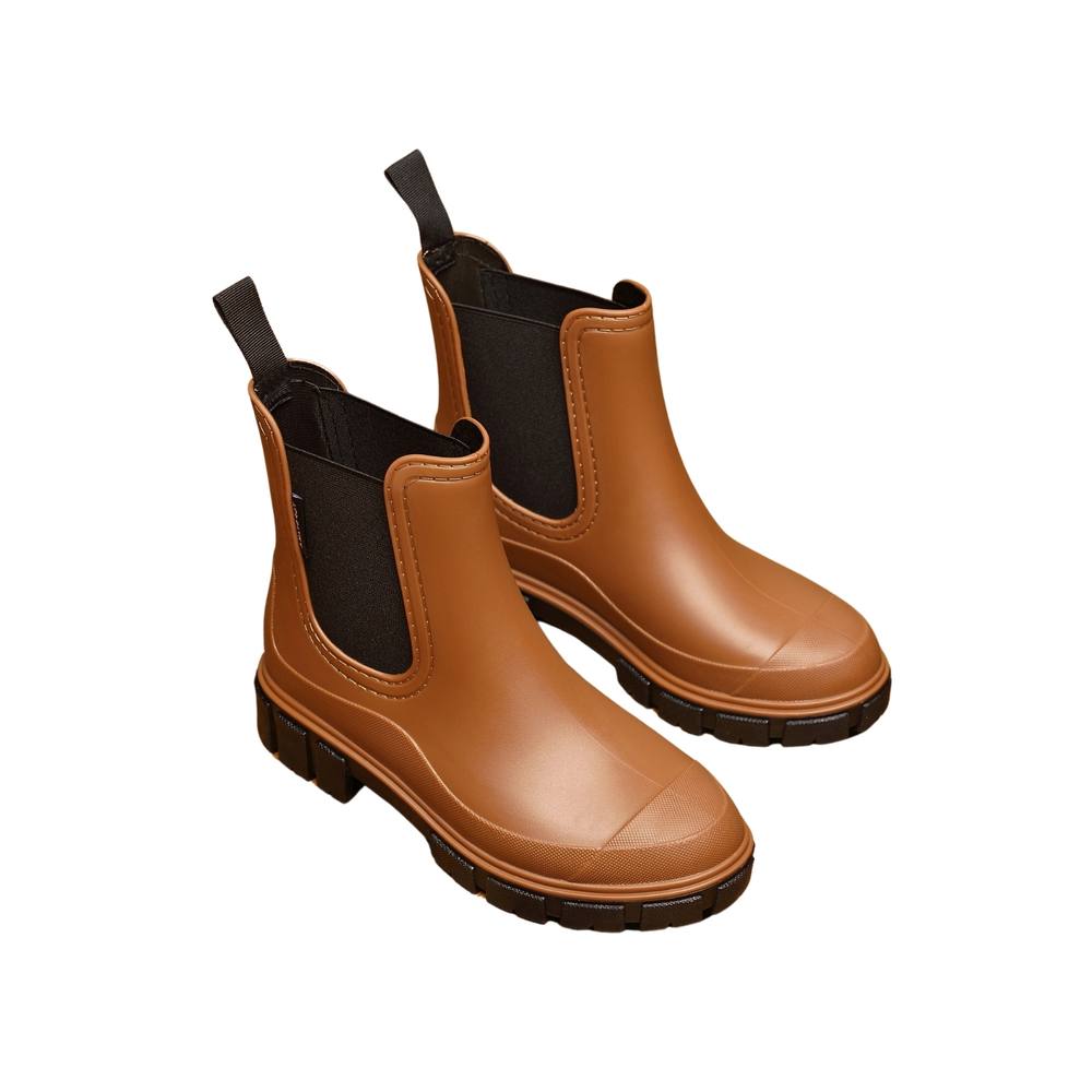 Ivachy Waterproof Rain Boots Wellingtons Boots- Chelsea Boots In Brown