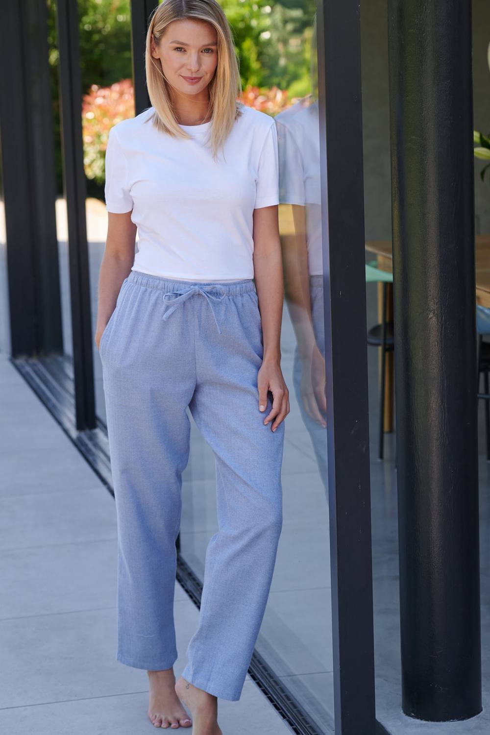 British Boxers ‘staffordshire Blue’ Herringbone Brushed Cotton Pyjama Trousers British Boxers ‘staffordshire Blue’ Herringbone Brushed Cotton Pyjama Trousers
