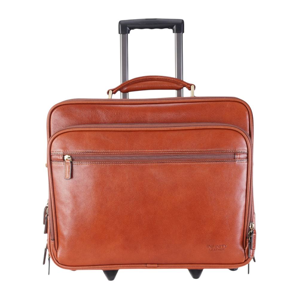 Infinity Leather Genuine Leather Wheel Laptop Briefcase Travel Cabin Pilot Bag – Nomad In Tan Infinity Leather Genuine Leather Wheel Laptop Briefcase Travel Cabin Pilot Bag – Nomad In Tan