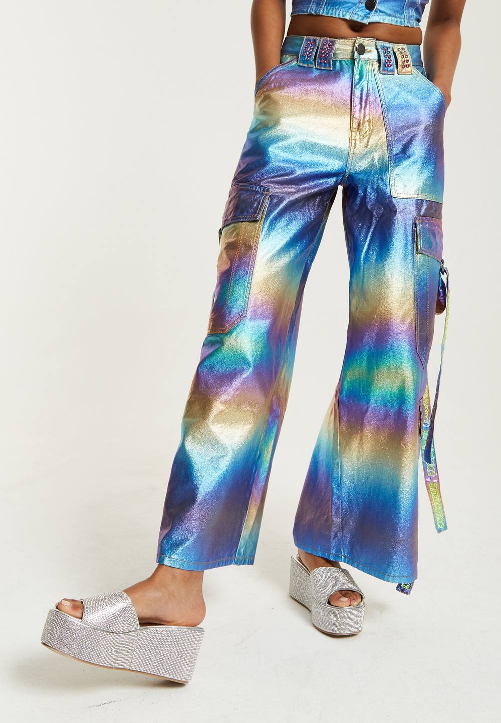House Of Holland Metallic Rainbow Cargo Trousers House Of Holland Metallic Rainbow Cargo Trousers