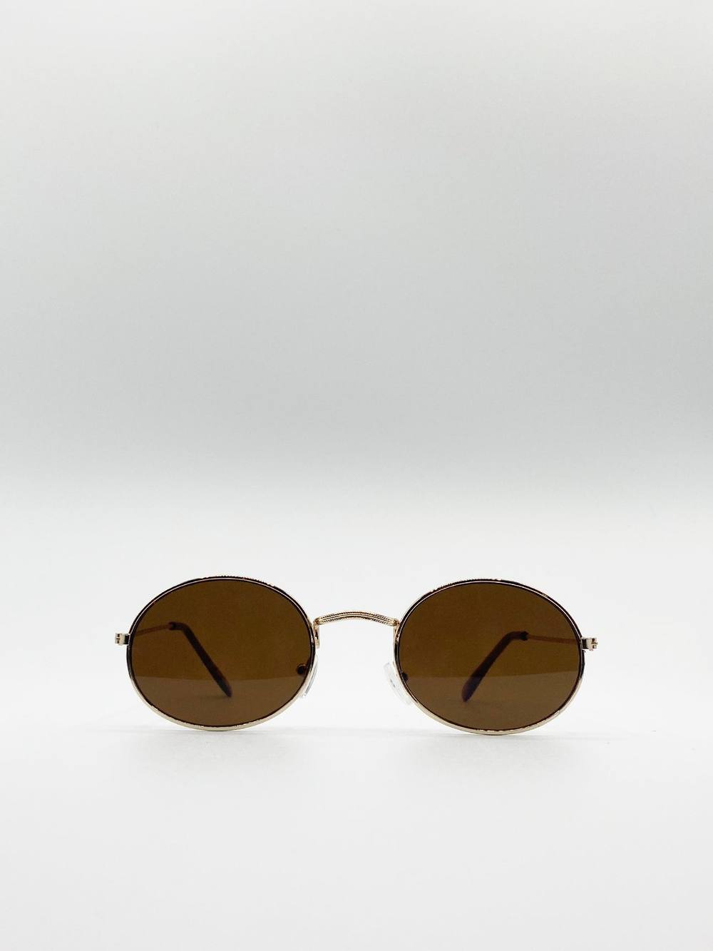 Svnx Metal Frame Round Sunglasses With Mirror Lenses In Gold
