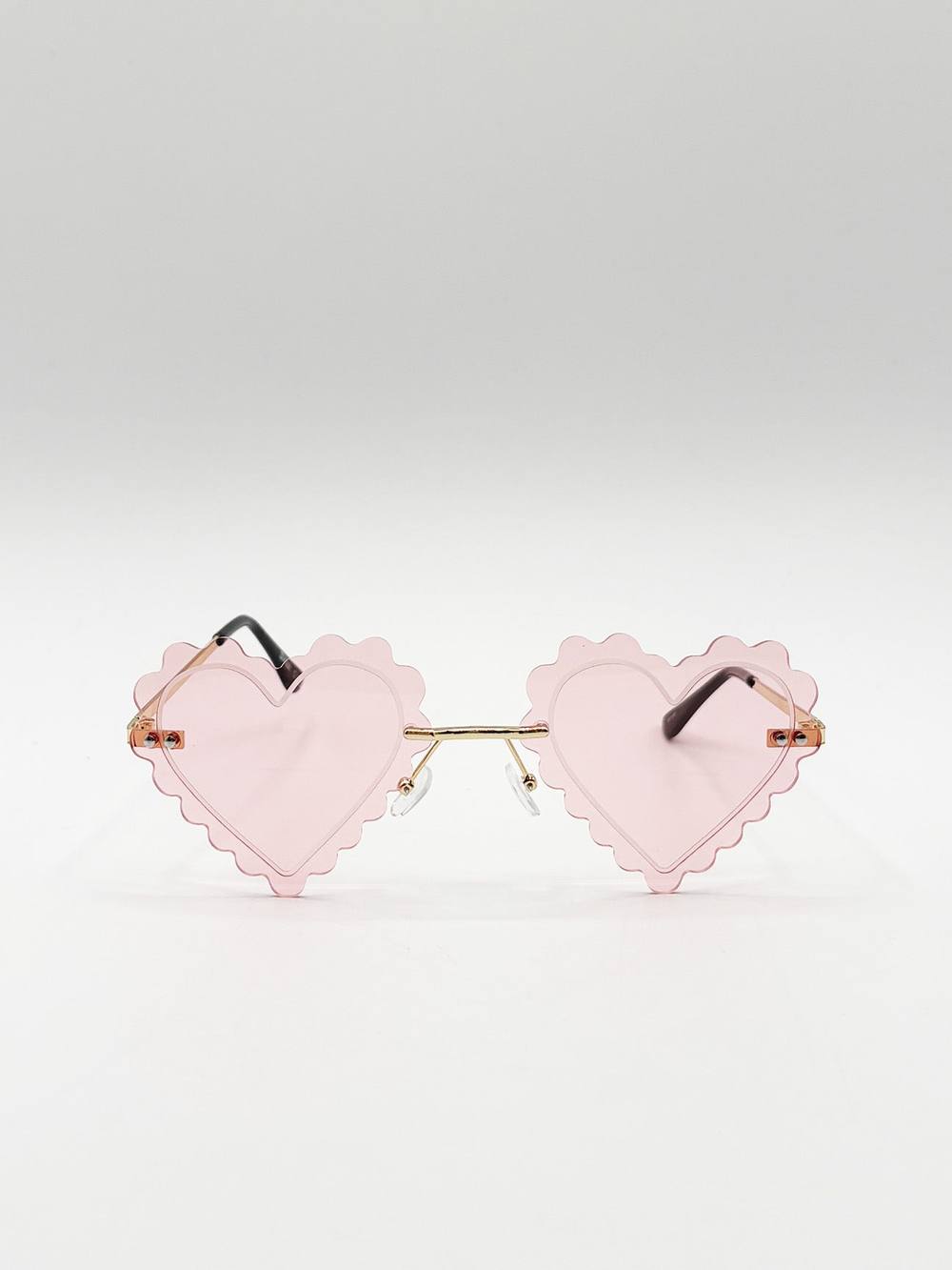Svnx Scallop Heart Sunglasses In Pink