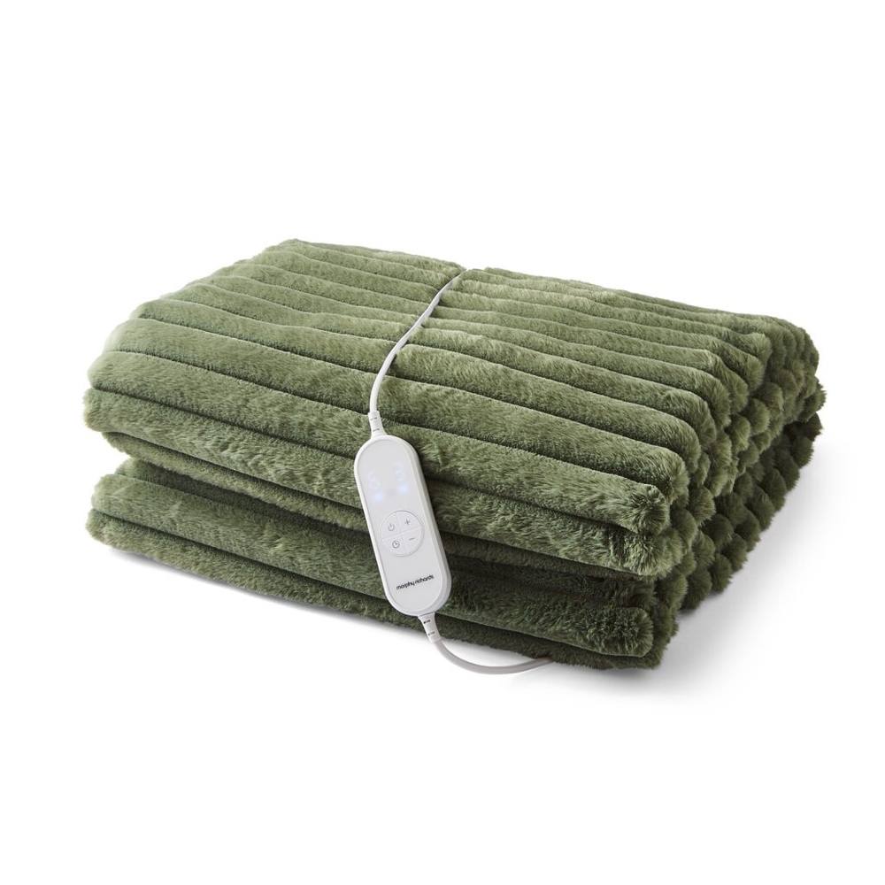 Morphy Richards Evercosy Small Luxury Striped Fleece Electric Heated Throw In Green Morphy Richards Evercosy Small Luxury Striped Fleece Electric Heated Throw In Green