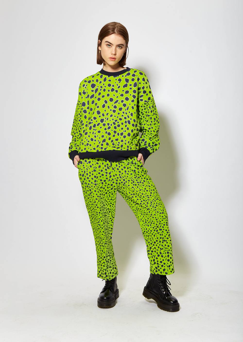 House Of Holland Vivid Cheetah Print Joggers In Green