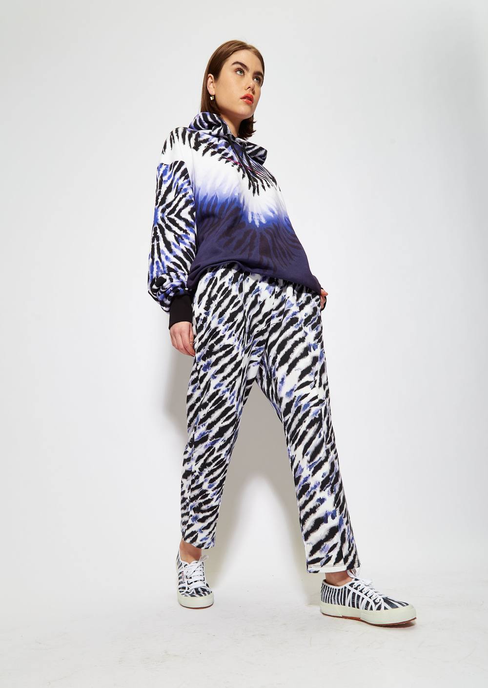 House Of Holland Purple&white Tie Dye Zebra Print Jogger
