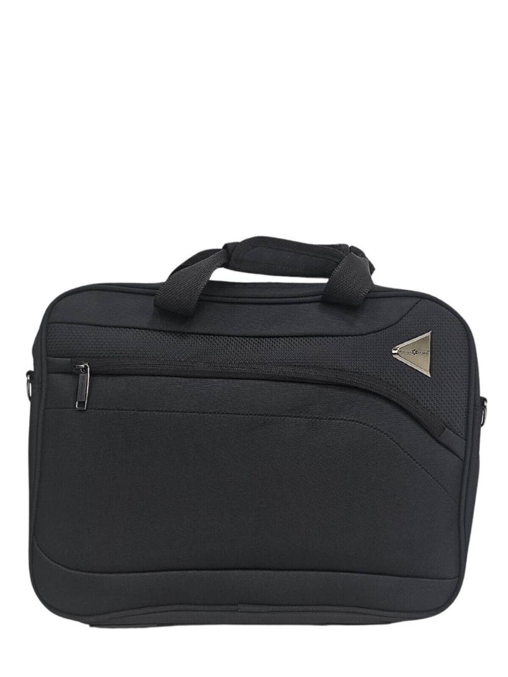 Infinity Leather Lightweight Laptop Bag In True Black