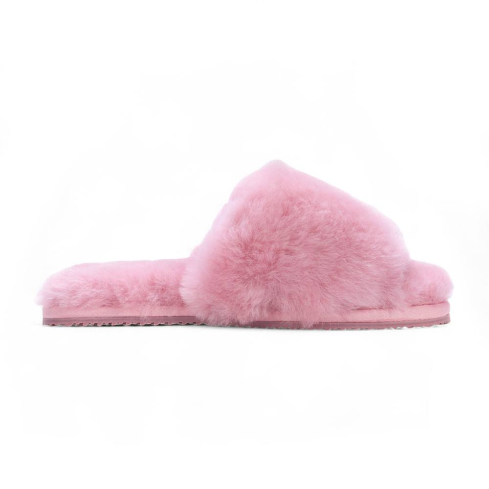 Infinity Leather Sheepskin Slippers Warm Winter Fur Sliders – Nordic In Pink